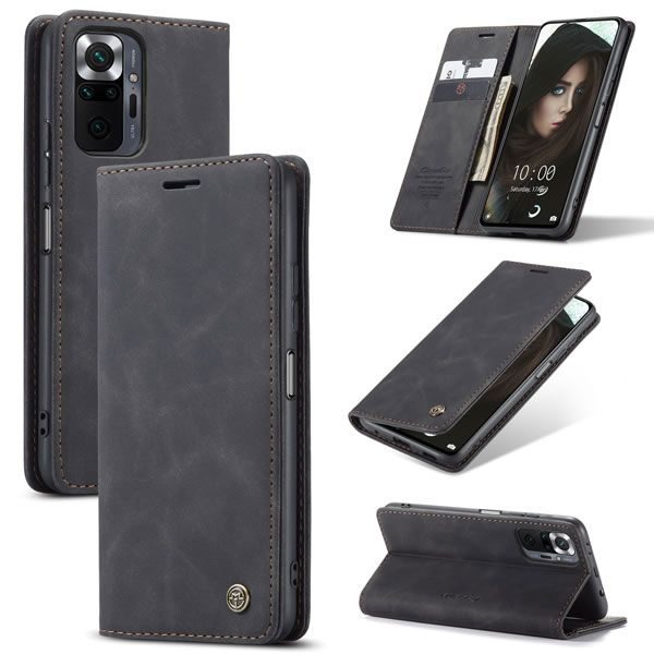 Чохол-книжка CaseMe Нубук для Xiaomi Redmi Note 10 Pro чорний