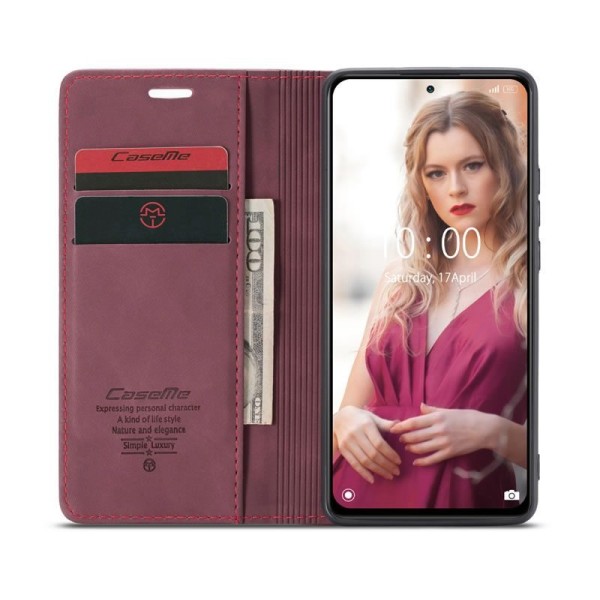 Чохол-книжка CaseMe Нубук для Xiaomi Redmi Note 10 Pro бордовий