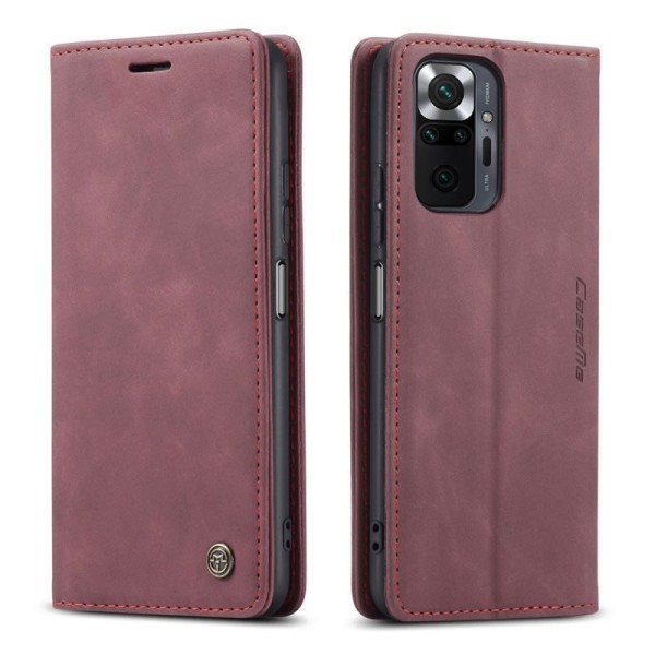Чохол-книжка CaseMe Нубук для Xiaomi Redmi Note 10 Pro бордовий