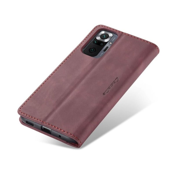 Чохол-книжка CaseMe Нубук для Xiaomi Redmi Note 10 Pro бордовий