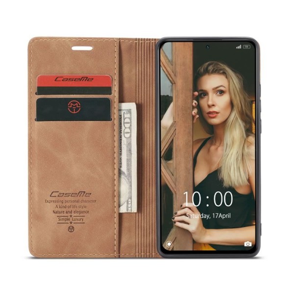 Чохол-книжка CaseMe Нубук для Xiaomi Redmi Note 10 Pro світло-коричневий
