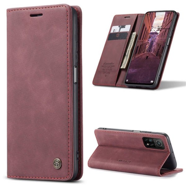 Чохол-книжка CaseMe Нубук для Xiaomi Redmi Note 11 Pro 5G бордовий
