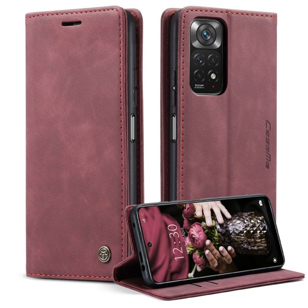 Чохол-книжка CaseMe Нубук для Xiaomi Redmi Note 11 Pro 5G бордовий