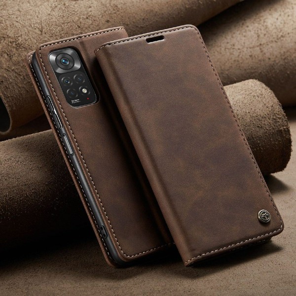 Чохол-книжка CaseMe Нубук для Xiaomi Redmi Note 11 Pro 5G темно-коричневий