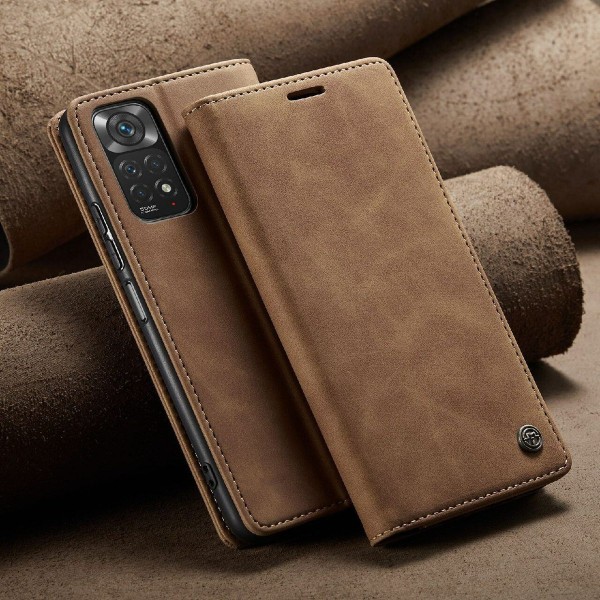 Чохол-книжка CaseMe Нубук для Xiaomi Redmi Note 11 Pro 5G світло-коричневий