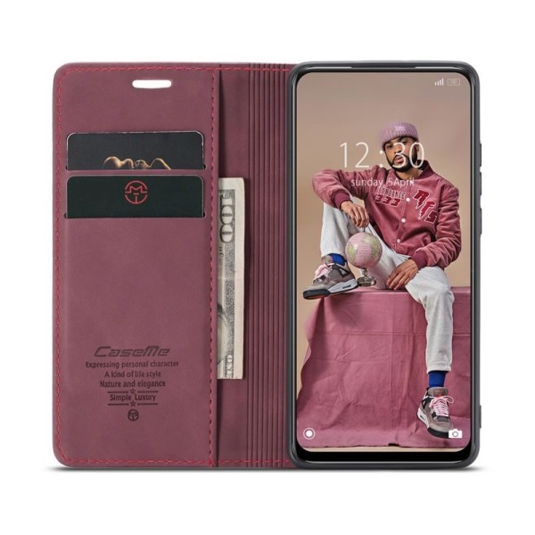 Чохол-книжка CaseMe Нубук для Xiaomi Redmi Note 11 Pro бордовий