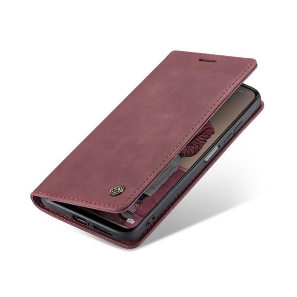 Чохол-книжка CaseMe Нубук для Xiaomi Redmi Note 11 Pro бордовий