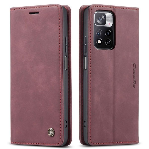 Чохол-книжка CaseMe Нубук для Xiaomi Redmi Note 11 Pro бордовий