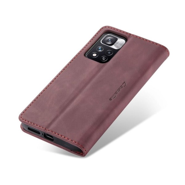 Чохол-книжка CaseMe Нубук для Xiaomi Redmi Note 11 Pro бордовий