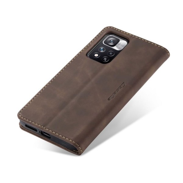 Чохол-книжка CaseMe Нубук для Xiaomi Redmi Note 11 Pro темно-коричневий