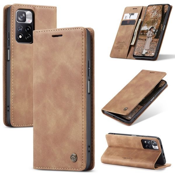 Чохол-книжка CaseMe Нубук для Xiaomi Redmi Note 11 Pro світло-коричневий