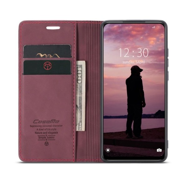 Чохол-книжка CaseMe Нубук для Xiaomi Redmi Note 11 бордовий