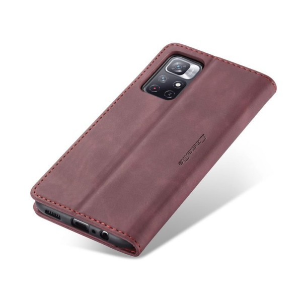Чохол-книжка CaseMe Нубук для Xiaomi Redmi Note 11 бордовий