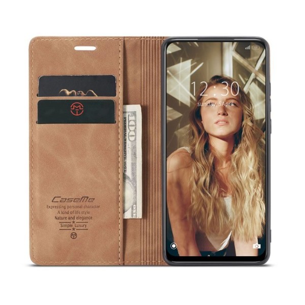 Чохол-книжка CaseMe Нубук для Xiaomi Redmi Note 11 світло-коричневий
