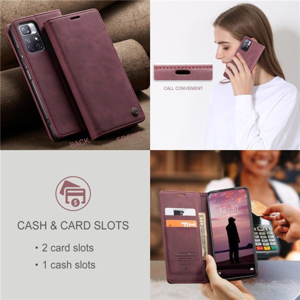 Чохол-книжка CaseMe Нубук для Xiaomi Redmi Note 11S 5G бордовий