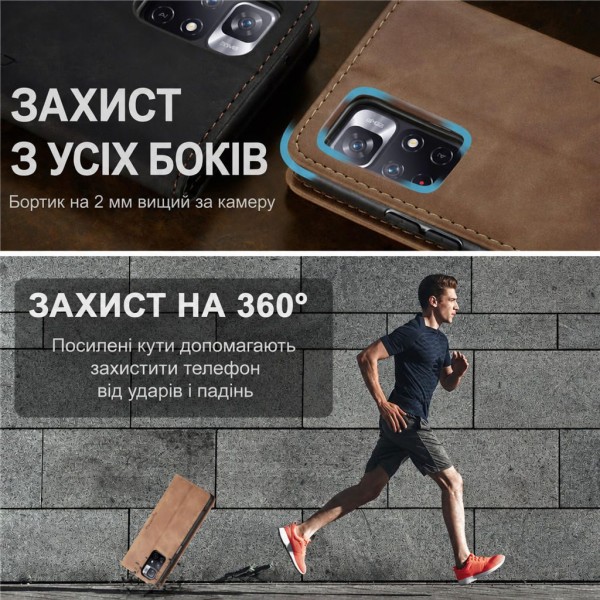 Чохол-книжка CaseMe Нубук для Xiaomi Redmi Note 11S 5G світло-коричневий