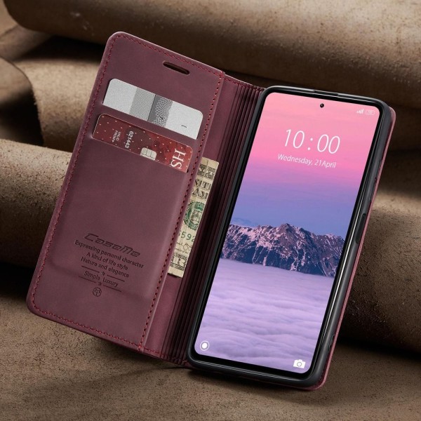 Чохол-книжка CaseMe Нубук для Xiaomi Redmi Note 12 4G бордовий