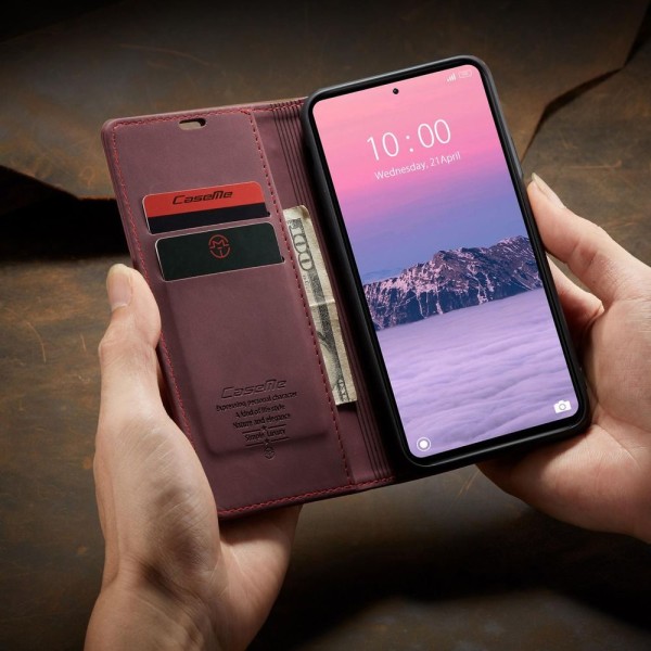 Чохол-книжка CaseMe Нубук для Xiaomi Redmi Note 12 4G бордовий