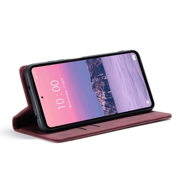 Чохол-книжка CaseMe Нубук для Xiaomi Redmi Note 12 4G бордовий