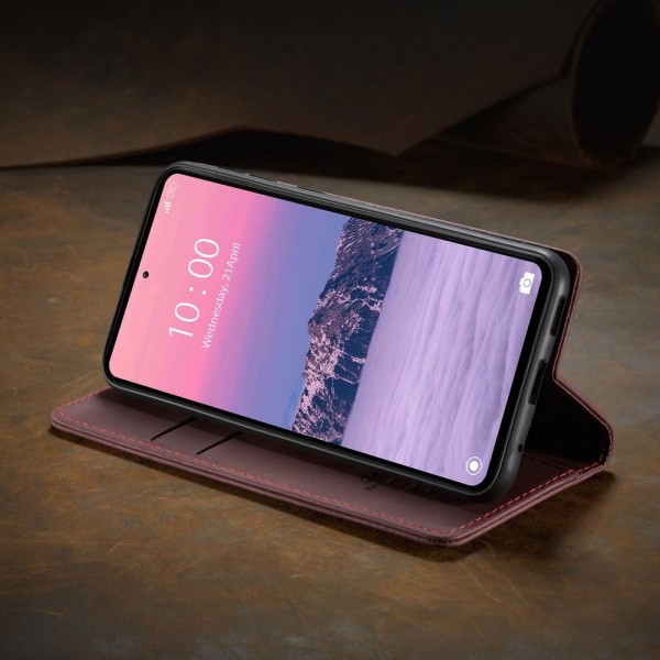 Чохол-книжка CaseMe Нубук для Xiaomi Redmi Note 12 4G бордовий