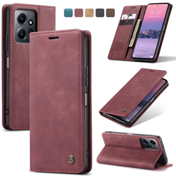 Чохол-книжка CaseMe Нубук для Xiaomi Redmi Note 12 4G бордовий