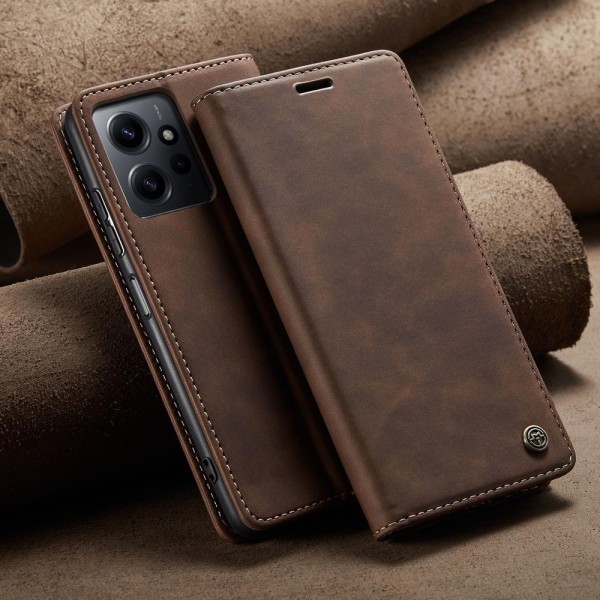 Чохол-книжка CaseMe Нубук для Xiaomi Redmi Note 12 4G темно-коричневий