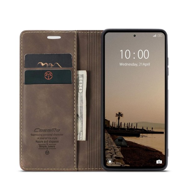 Чохол-книжка CaseMe Нубук для Xiaomi Redmi Note 12 4G темно-коричневий