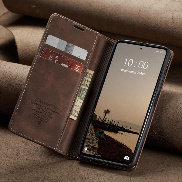 Чохол-книжка CaseMe Нубук для Xiaomi Redmi Note 12 4G темно-коричневий