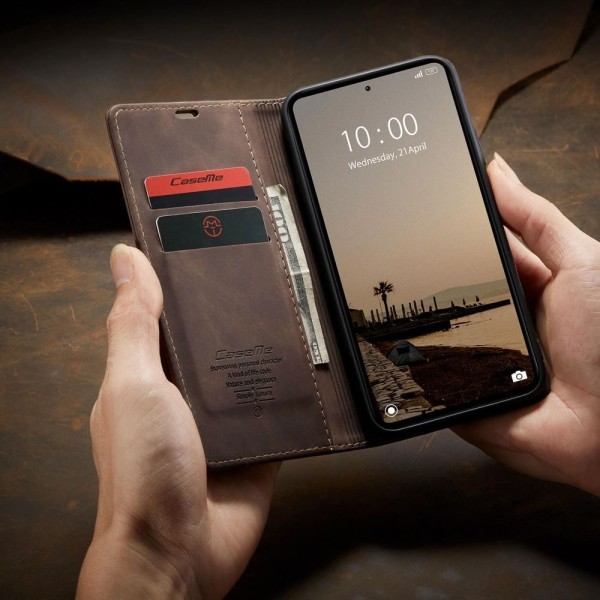 Чохол-книжка CaseMe Нубук для Xiaomi Redmi Note 12 4G темно-коричневий