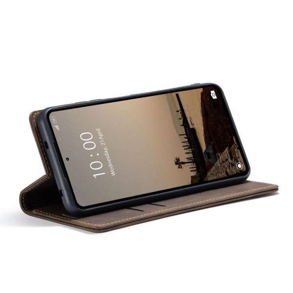 Чохол-книжка CaseMe Нубук для Xiaomi Redmi Note 12 4G темно-коричневий