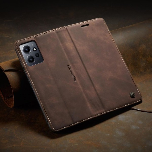 Чохол-книжка CaseMe Нубук для Xiaomi Redmi Note 12 4G темно-коричневий