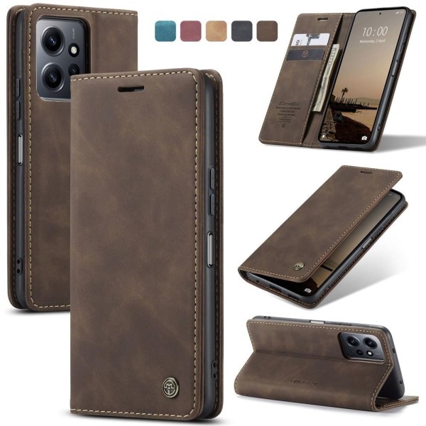 Чохол-книжка CaseMe Нубук для Xiaomi Redmi Note 12 4G темно-коричневий