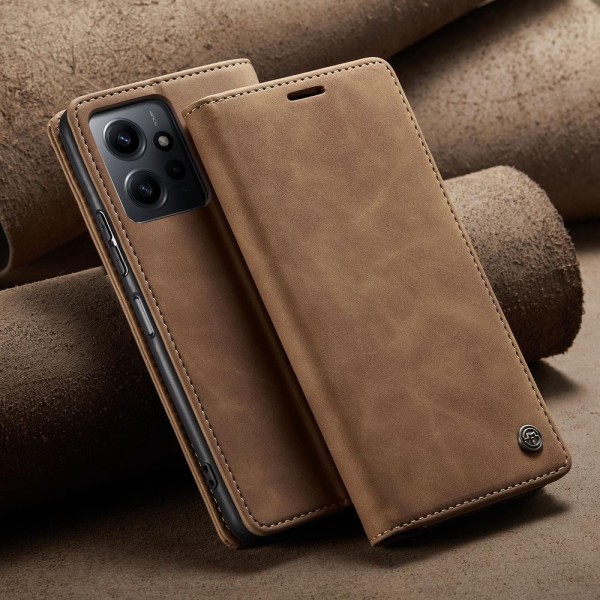 Чохол-книжка CaseMe Нубук для Xiaomi Redmi Note 12 4G світло-коричневий