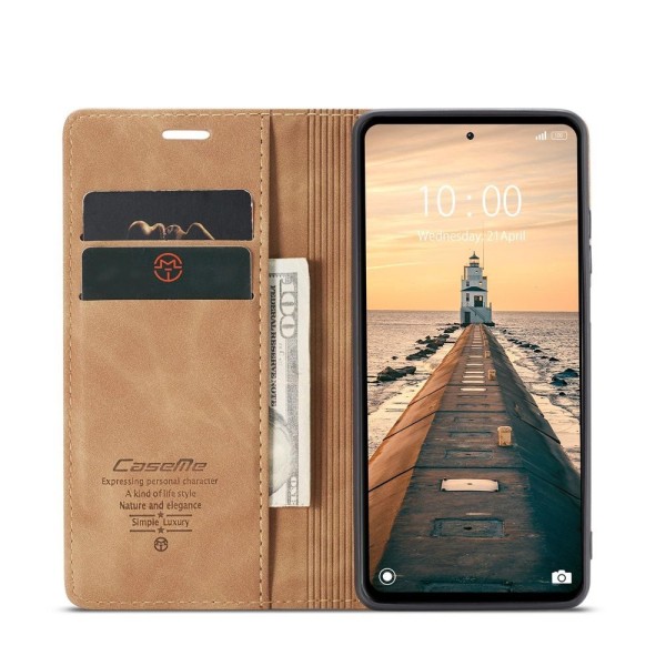 Чохол-книжка CaseMe Нубук для Xiaomi Redmi Note 12 4G світло-коричневий