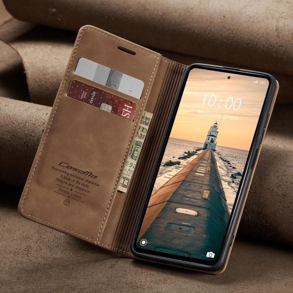 Чохол-книжка CaseMe Нубук для Xiaomi Redmi Note 12 4G світло-коричневий