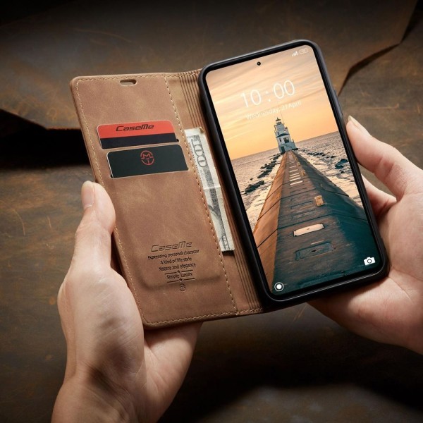 Чохол-книжка CaseMe Нубук для Xiaomi Redmi Note 12 4G світло-коричневий