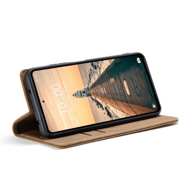 Чохол-книжка CaseMe Нубук для Xiaomi Redmi Note 12 4G світло-коричневий