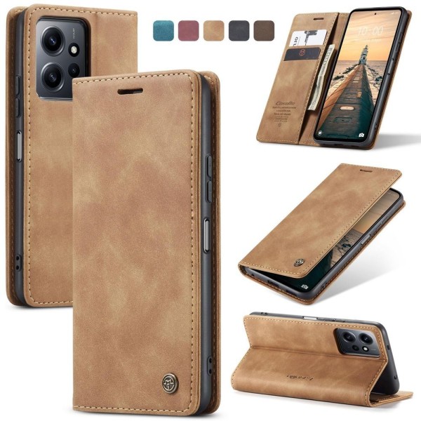 Чохол-книжка CaseMe Нубук для Xiaomi Redmi Note 12 4G світло-коричневий