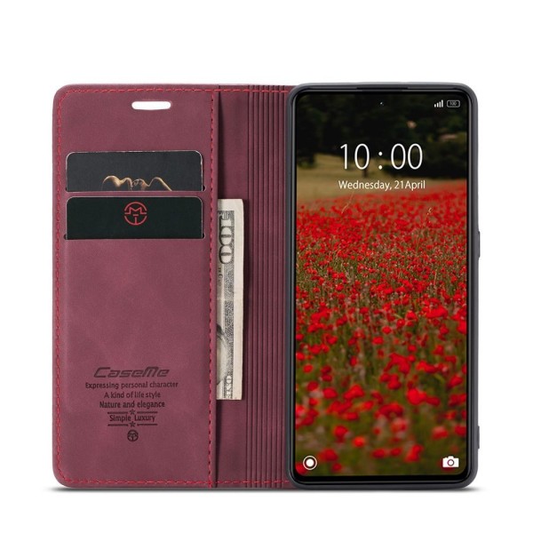 Чохол-книжка CaseMe Нубук для Xiaomi Redmi Note 12 5G бордовий