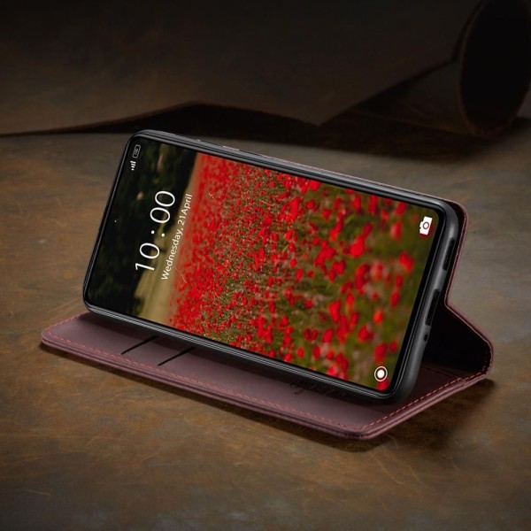 Чохол-книжка CaseMe Нубук для Xiaomi Redmi Note 12 5G бордовий