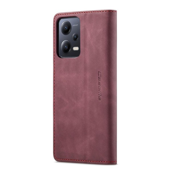 Чохол-книжка CaseMe Нубук для Xiaomi Redmi Note 12 5G бордовий