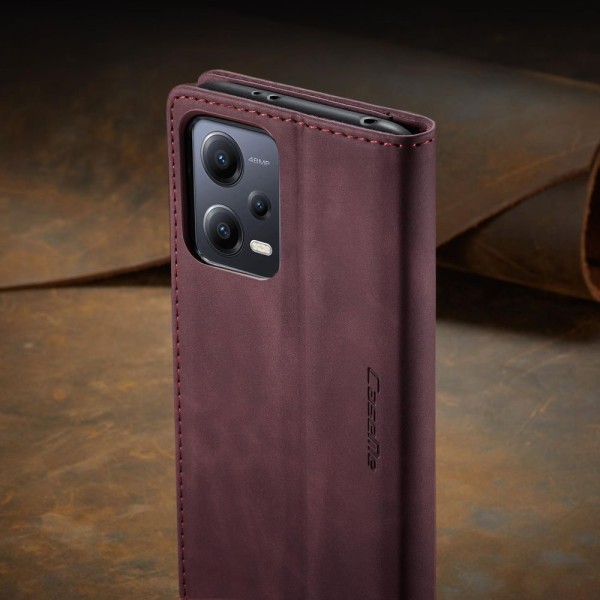Чохол-книжка CaseMe Нубук для Xiaomi Redmi Note 12 5G бордовий