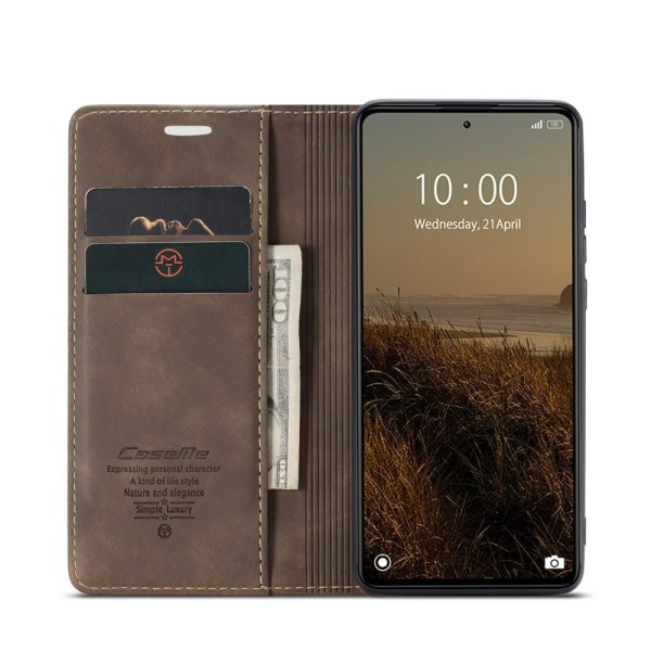 Чохол-книжка CaseMe Нубук для Xiaomi Redmi Note 12 5G темно-коричневий