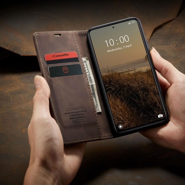 Чохол-книжка CaseMe Нубук для Xiaomi Redmi Note 12 5G темно-коричневий