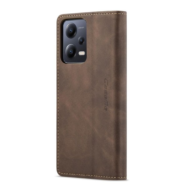 Чохол-книжка CaseMe Нубук для Xiaomi Redmi Note 12 5G темно-коричневий