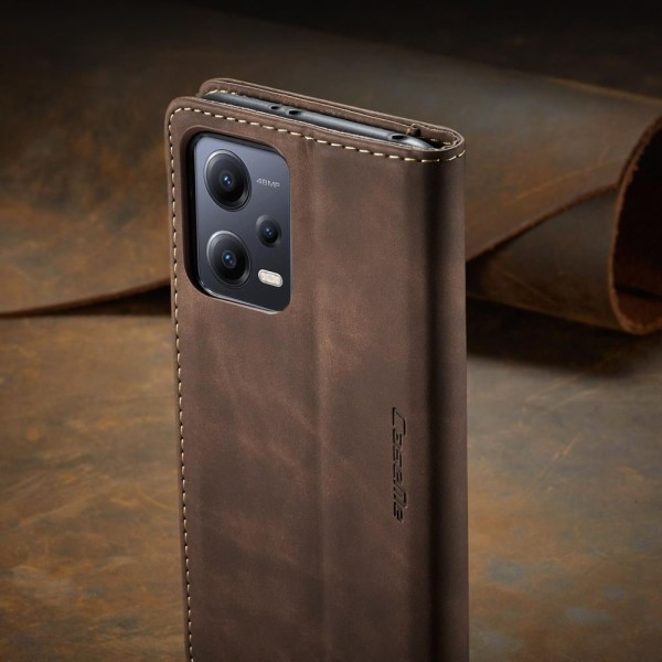 Чохол-книжка CaseMe Нубук для Xiaomi Redmi Note 12 5G темно-коричневий