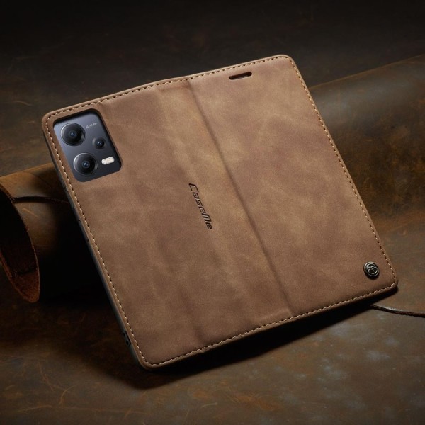 Чохол-книжка CaseMe Нубук для Xiaomi Redmi Note 12 5G світло-коричневий