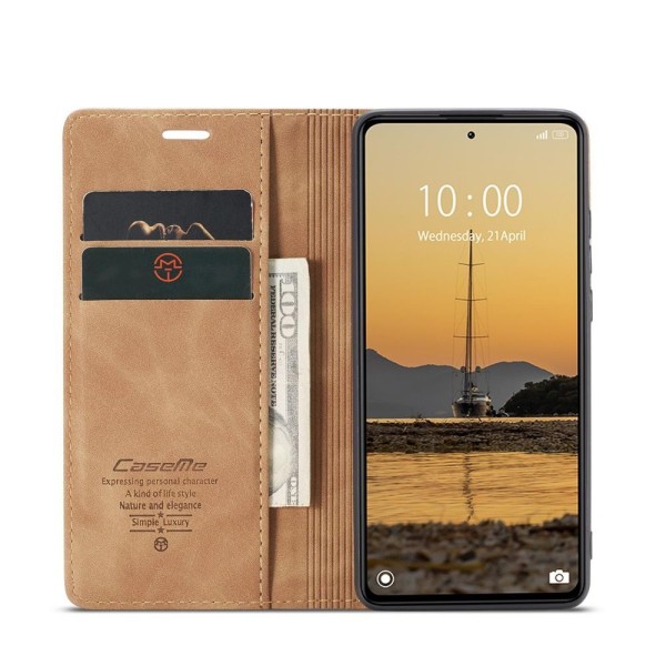 Чохол-книжка CaseMe Нубук для Xiaomi Redmi Note 12 5G світло-коричневий