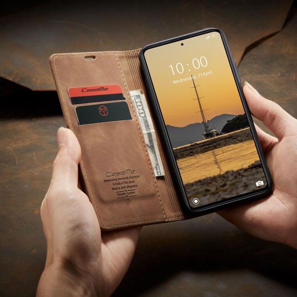 Чохол-книжка CaseMe Нубук для Xiaomi Redmi Note 12 5G світло-коричневий
