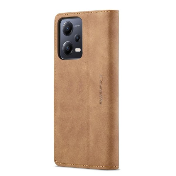 Чохол-книжка CaseMe Нубук для Xiaomi Redmi Note 12 5G світло-коричневий
